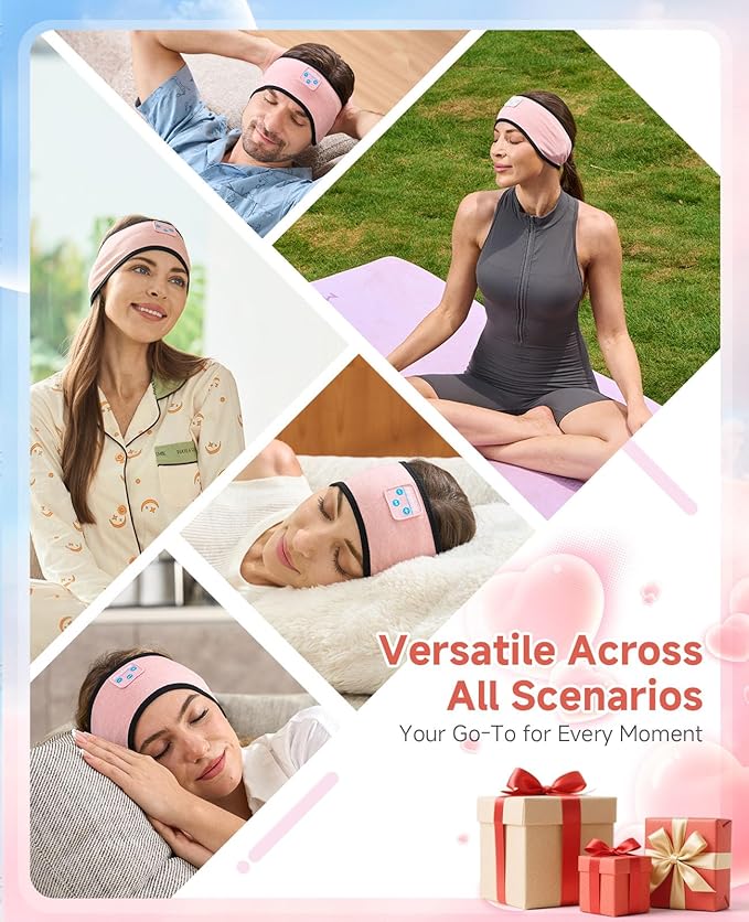 Sleep Headphones Bluetooth 5.4 Headband, Wireless Earphones Music Sleep Earbuds Sleeping Eye Mask with HD Stereo Speakers for Workouts Insomnia Yoga Air Travel Meditation, Ideal Gifts for Women Men