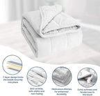 Weighted Blanket 20lbs, Flannel Cozy Plush Blankets, Fuzzy Flannel Bedding Blanket Throw for Twin Full Bed, Minky Soft Blanket for Sofa Bed 60 x 80 inches, White