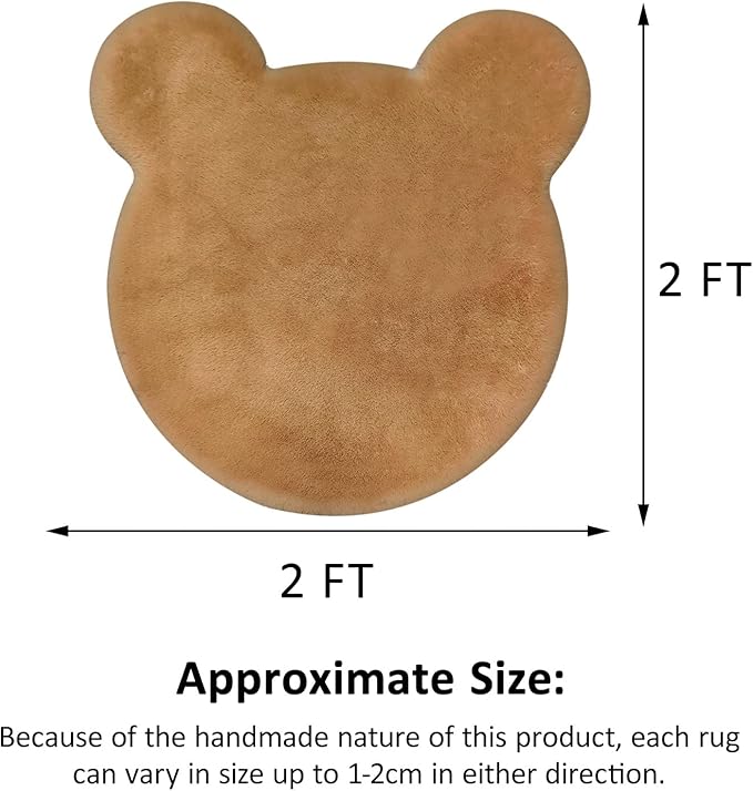 Cute Bear Rugs for Bedroom Aesthetic 2 x 2 Feet Soft Fluffy Kids Area Rug for Playroom Fuzzy Faux Rabbit Fur Rug for Nursery Bear Carpet for Toddler Teen Girls Room Home Decor