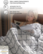 YnM Weighted Blanket,Heavy 100 Percent Oeko-Tex Certified Cotton Material, Bed Blanket for One Person of 190lbs, Ideal for Queen/King Bed (60x80 Inches, 20 Pounds, Lattice Scroll)