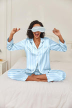 Ekouaer Women's Classic Button Down Long Satin Silk Pajama Set