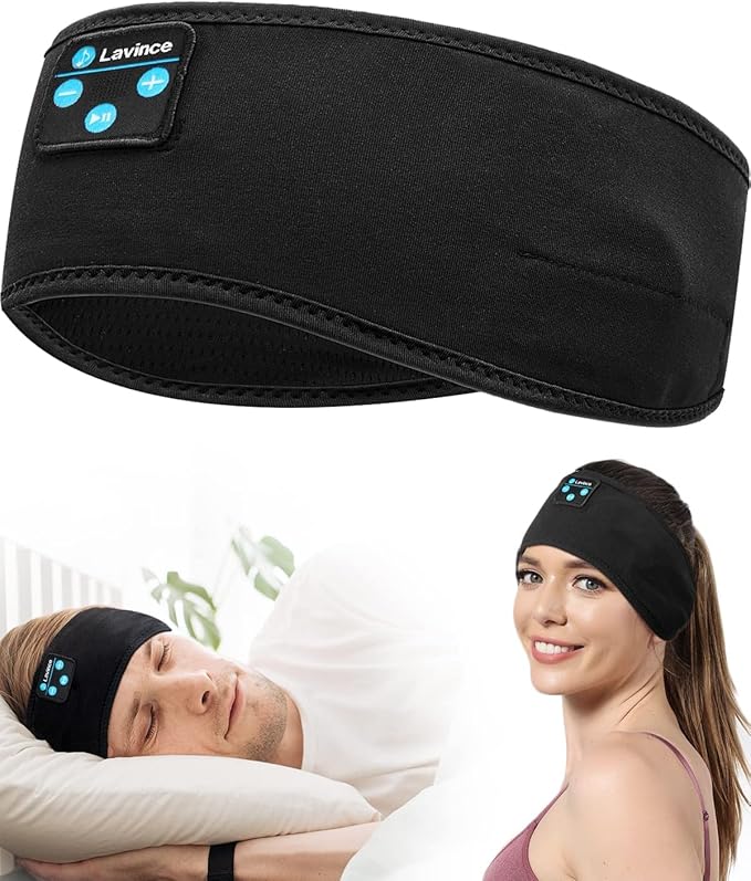 Sleep Headphones - Bluetooth Headband for Side Sleepers, Elastic Music Sleeping Band ASMR Wireless Eye Mask Tech Gadgets Gifts for Women & Men