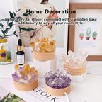 Runyangshi Natural Crystal Night Lamp Bedroom Bedside Sleep Night Light Clear Healing Single Crystal Gemstone Quartz Ambient Light USB Powered Night Decoration Desktop Ornament for Home Decor Gift