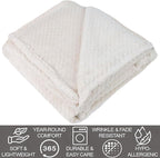 Waffle Knit Textured Throw Blanket Soft for Couch, Sofa, Twin Bed, Kids, Adults, 50” x 60” Chenille Knit Blanket, Boho Throw Blanket for Home Decor 250 GSM (Creamy White)