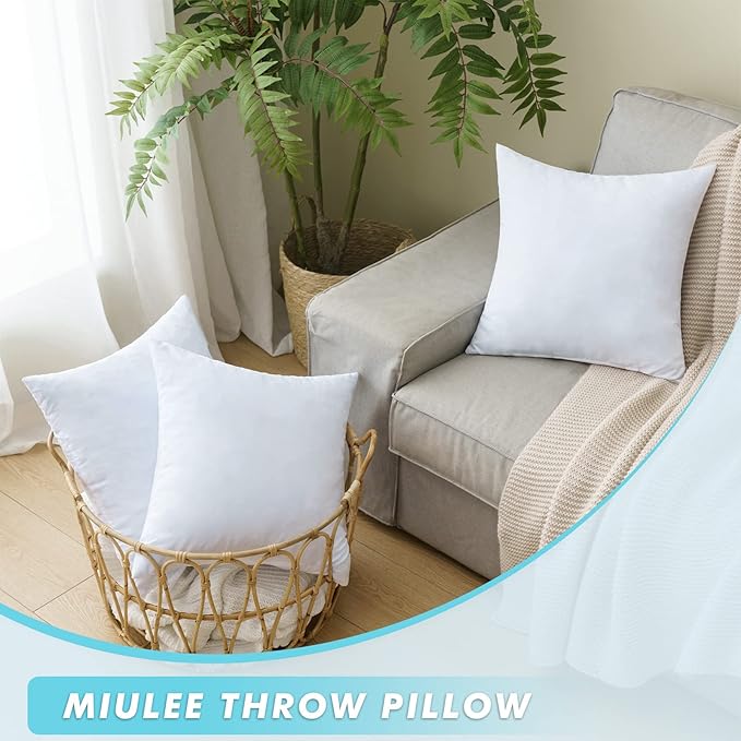 MIULEE Pack of 2 22x22 Pillow Inserts-Decorative Shredded Memory Foam Cooling Throw Pillows-Adjustable Premium Lumbar Wedding Pillow Stuffer Form for Couch Bed Cushion