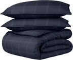 Bare Home Bedding Duvet Cover Full Size - Premium 1800 Super Soft & Lightweight Duvet Cover - Soft Breathable Bedding (Full, Modern Plaid - Midnight Blue/White)