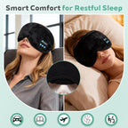 Sleep Mask Bluetooth Wireless Headphones, Sleep Earphones Music Eyemask, 2 in 1 Ear Mask and Eye Mask for Side Sleepers, Warm Earbuds Built-in HD Speakers Blindfold for Men Women (Black)
