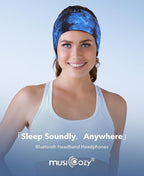 MUSICOZY Sleep Headphones Bluetooth 5.4 Headband, Wireless Earphones Sweat Resistant Earbuds with Ultra-Thin HD Stereo Speaker for Workout Running(Tie-dye Blue)