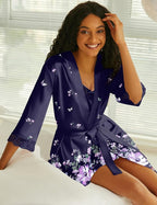Ekouaer Sleepwear Women's Satin Nightgown with Robes Set 2 Piece Sexy Lace Cami Nightwear