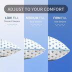 Queen Size Pillow 1 Pack for Sleeping, Cooling Adjustable Memory Foam Pillow, Dual Fill Design Helps Maintain Shape, Breathable Washable Cover