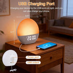 Sunrise Alarm Clock, White Noise Sound Machine, Gentle Alarm Clocks for Bedrooms, Natural Linen, 24 Soothing Sounds, 17 Night Lights, Dimmable Clock, Dual-Alarm for Heavy Sleepers