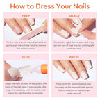 Modelones 32Pcs Peach Pink Press on Nails, Spring Short Square Fake Nails, Reusable Nail Kit with Nail Glue Adhesive Tabs Mini Nail File, Nails Press Ons 16 Sizes, Women Girl Gift