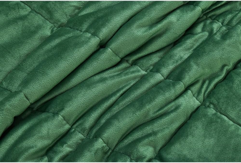 TONGDADA Minky Weighted Blanket | 40''x60'',7lbs | Cozy and Soft Minky Weighted Throw Blanket | Luxury Velvet with Premium Glass Beads | Dark Green Minky