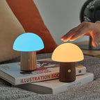 Gingko Mini Alice Mushroom Lamp - Natural Walnut Wood - Touch Control - 7 RGB Lights and Warm Light Mode