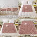 WESHIONGOO Chunky Knit Blanket Throw 51"×63" Knitted Throw Blankets for Couch Bed Fluffy Soft Blanket with Jumbo Chenille Yarn Thick 100% Handmade (Pink)