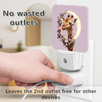 Giraffe Night Lights Plug Into Wall, Fanciful Nature-Inspired Roses Moon None Peach Plug in Night Light with Dusk to Dawn Sensor for Entryway Garage Stairs Decor 1pcs