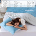 COTTEBED Blue and Grey KING Sized Bed Down Comforters Set, Jersey Knit Milk Cup Dual-Sided Reversible Softness Breathable Lightweight California King Bedding Alternative Quilt & Pillowsham All Seasons