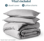 Bare Home Bedding Duvet Cover Queen Size - Premium 1800 Super Soft Collection - Lightweight, Cooling - Soft Breathable Bedding Duvet Cover (Queen, Light Grey)