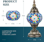Marrakech Turkish Table Lamp with Bronze Base，Handmade Blue Moroccan Tiffany Style Mosaic Glass Night Stand Light Fixture Including LED Bulb for Living Room Bedroom Decor (Blue)