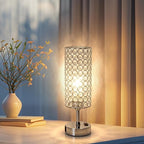 Crystal Table Lamp Touch Table Light Chrome Dimmable USB Charging Modern Bedside Lamps for Bedroom Night Stands Living Room (Bulb Included)