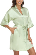 Giova Women's Satin Robe Bride & Bridesmaid Wedding Party Bathrobe Short Kimono Gown