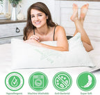 King Size Rayon Derived from Bamboo Pillow, Shredded Memory Foam Bed Pillows Sets for Side, Back and Stomach Sleepers, Washable Cover, Cooling and Adjustable, King (Pack of 1)