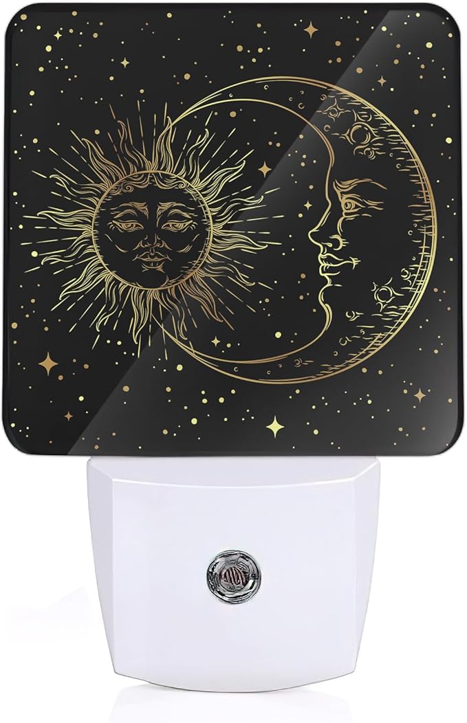 Witch Sun Moon Night Light, Zodiac Night Light Plug into Wall with Dusk to Dawn Sensor, LED Lamp Energy Saving Lights for Men Women Boys Girls,Lamp for Bedroom Bathroom Hallway