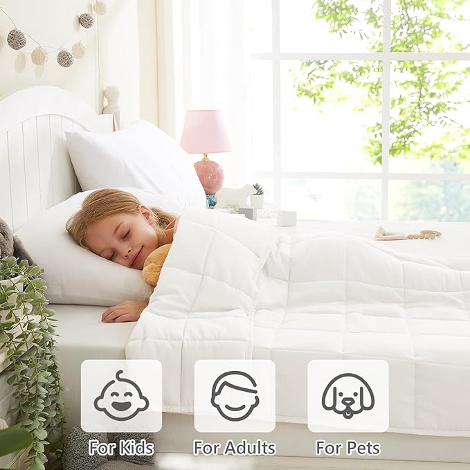 L'AGRATY Weighted Blanket - 40"x60" 10lbs Cooling Breathable Heavy Blankets Microfiber Material with Glass Beads for All-Season Summer Fall Winter Soft Thick Comfort