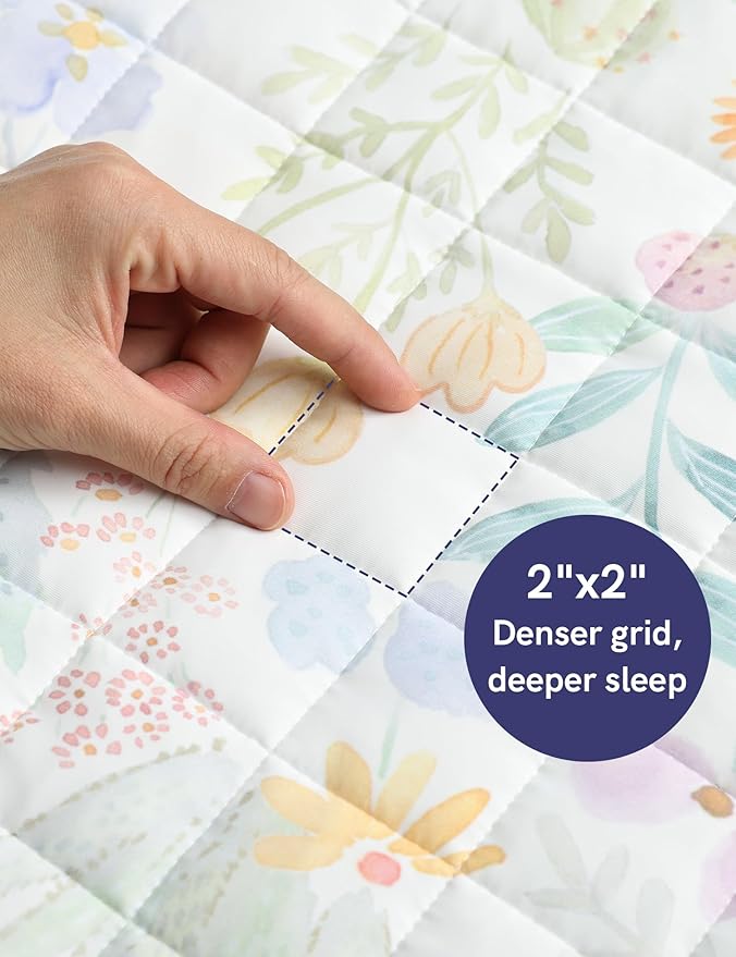 YnM 25lbs Weighted Blanket for Adults, Cooling Nylon/PE Heavy Bed Throw Blanket with Cooling Glass Beads for All Season Use, Ideal for ~240lbs (60x80 Inches, Queen, Jungle Bloom)