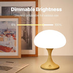 MAGCHARM Mushroom Lamp, 5W LED Cordless Rechargeable Table Lamp with Glass Shade, Small Retro Dimmable Touch Light with 3 Color Temps, Aesthetic Mid Century Bedside Light for Bedroom Ambient, Mustard