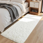 Macgace Fluffy Runner Rug, 2x6 Cream White Washable Hallway Area Rugs for Bedroom Living Room Kitchen Laundry, Long Shag Rug with Non Slip Rubber Backing Fuzzy Entryway Carpet Modern Home Decor