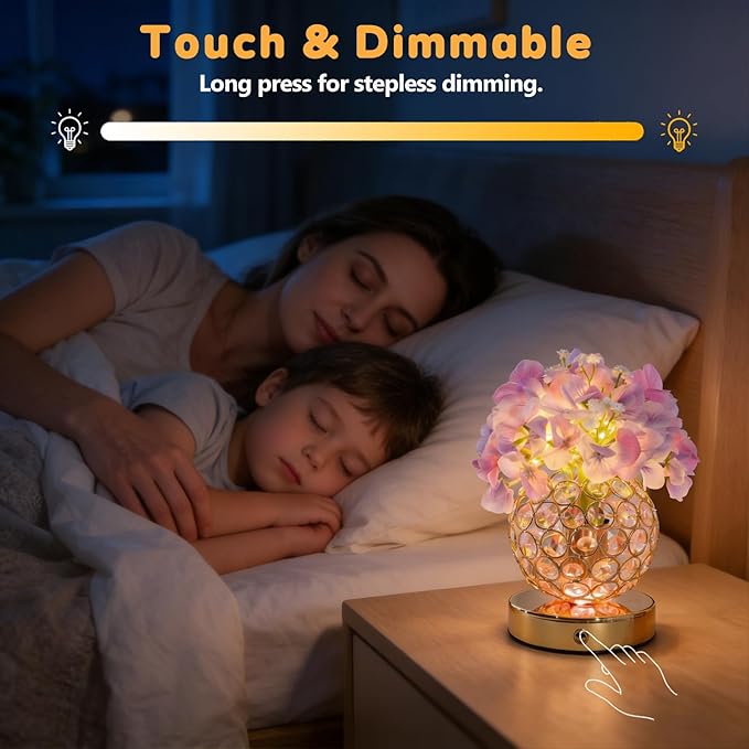 VEEKI Hydrangea Flower Lamp with Remote, Rechargeable 16 Colors Changing Artificial Flower Table Lamp with 4 Modes, Dimmable Touch Cordless Lamp for Bedroom Room Home Decor, Gift for Mom Women (Pink)