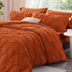 BEDELITE Burnt Orange Twin Comforter Set - 2 Peices Boho Pintuck Bedding Comforter Sets, Lightweight Soft & Warm Twin Bedding Sets with 1 Pillowcase for All Season