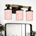Vanity Lights for Bathroom Wall Lights for Bedroom Living Room Cute Pink Mushroom Crescent Moon Soft Peach Modern Bathroom Light Fixtures Wall Sconces 3 Light Home Decor