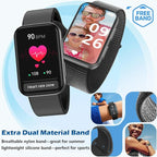 MorePro Health Fitness Tracker for Women Men, 24/7 Heart Rate Blood Pressure & Oxygen Monitoring, Sleep Tracker, 120+ Sport Modes Smart Watch, IP68 Waterproof, 2 Bands, Compatible Android iOS