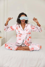 Ekouaer Women's Classic Button Down Long Satin Silk Pajama Set