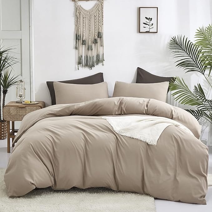 Cottonight Cream Coffee Comforter Set California King Khaki Bedding Comforter Set Cal King Dark Champagne Solid Blanket Quilts Modern Soft Cream Khaki 3 Piece Bedding Set