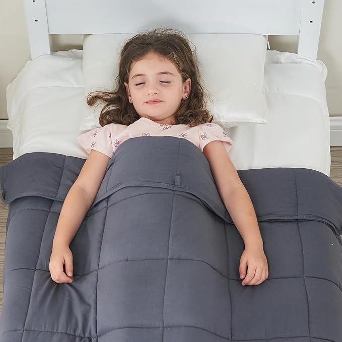 yescool Weighted Blanket (10 lbs, 41" x 60", Grey) Cooling Heavy Blanket for Sleeping Perfect for 60-90 lbs, Breathable Blanket with Premium Glass Bead, Machine Washable