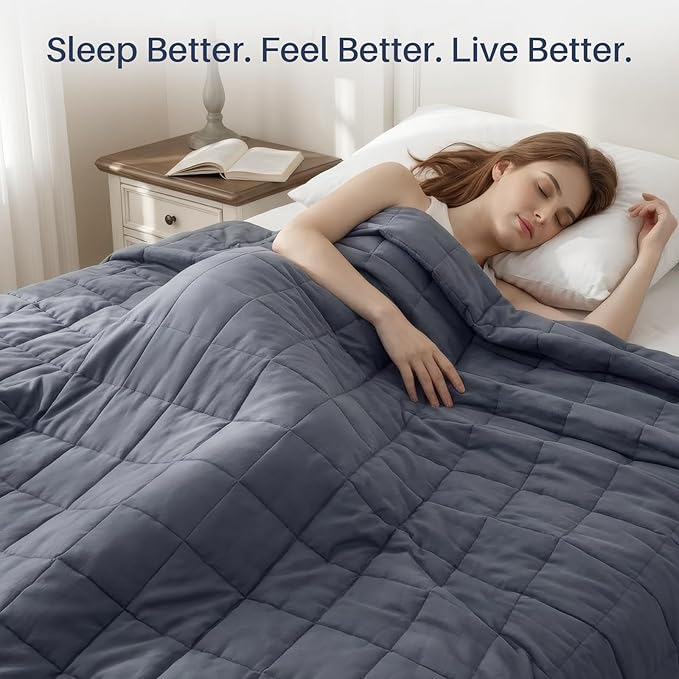 Weighted Idea Weighted Blanket for Adults (Dark Grey,80"x87",25lbs) Cooling Breathable Heavy Blanket with Premium Glass Beads All-Season Soft Thick Comfort