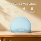 HOUSBAY Sunrise Alarm Clock, White Noise Sound Machine for Bedroom | Natural Wake-Up Light with Gentle Alarm Sounds, 20 Soothing Sleep Aids, Dimmable Display, Screen-Free Design - Blue