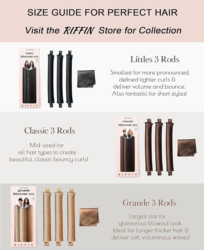 Grande Heatless Curls Overnight Rods No Heat Hair Curlers to Sleep Jumbo Foam Large Hair Rollers for Long Short Hair Heatless Curling Rod Set with Satin Wrap for Sleeping Black