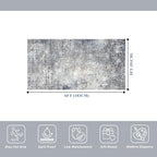 3x6 Washable Kitchen Runner Rug - Non Slip Stain Resistant Low-Pile Thin Wide Carpet Runners for Entryway Hallway Bathroom Bedside,Modern Neutral Abstract(Blue Grey,3x6)