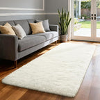 Merelax Soft Area Rug Fluffy Rugs for Living Room Bedroom, 2x8 Runner Rug for Hallway, Shag Furry Bedside Rug Non-Slip Plush Nursery Kids Room Dorm Indoor Floor Carpet, Ivory
