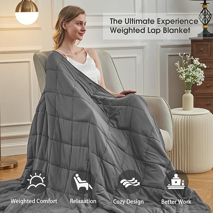 Weighted Blanket for Adults 15lbs, 48"x72", Twin Full Size Cooling Heavy Throw Blanket for 120-160lbs, Microfiber Soft Thick Big Blankets Weighted Comforter Breathable Gift for Sleeping, Grey