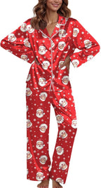 Ekouaer Pajamas For Women Set Silk Pjs 2 Piece Satin Sleepwear Long Sleeve Button Down Lounge Sets With Pant