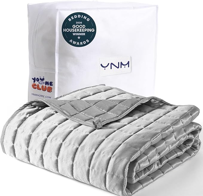 YnM Cooling Weighted Blanket for Adults, 15lbs Heavy Bed Throw Comforter with 100% PE Fabric, Ideal for Hot Sleepers or Summer Days(48x72 Inches for Twin/Full Bed, 15 Pounds, Grey)