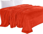 Elegant Comfort Luxury Velvety Feel Blanket, All-Season Lightweight Blanket, Ultra Plush, Soft, Cozy-Fuzzy Flannel Fleece for Couch, Sofa, Bed, Travel, Solid Design, Twin/Twin XL, Orange