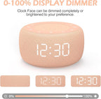 Buffbee Sound Machine & Alarm Clock 2-in-1, 0-100% Clock Face Brightness, Bottom Colored Light, Sleep Timer, Precise 30-Level Volume White Noise Machine, Digital Alarm Clocks for Bedrooms - Peach
