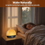 Sunrise Alarm Clock for Heavy Sleepers & Kids, Wake Up Light with Natural Simulation, Dual Alarm, Sleep Sound Machine, Dimmable LED Night Light, FM Radio, USB Charger for Bedroom