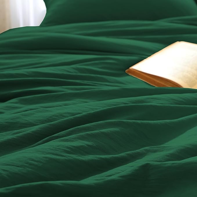 WRENSONGE Queen Comforter Set - 3 Pieces Prewashed Emerald Green Comforter Soft Lightweight for All Seasons,Down Alternative Comforters Queen Size with 2 Pillow Shams
